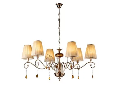 2300 - Handmade chandelier with fabric lampshades _ Il Paralume Marina